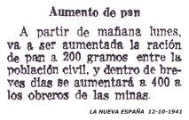 Aumento Ración de Pan